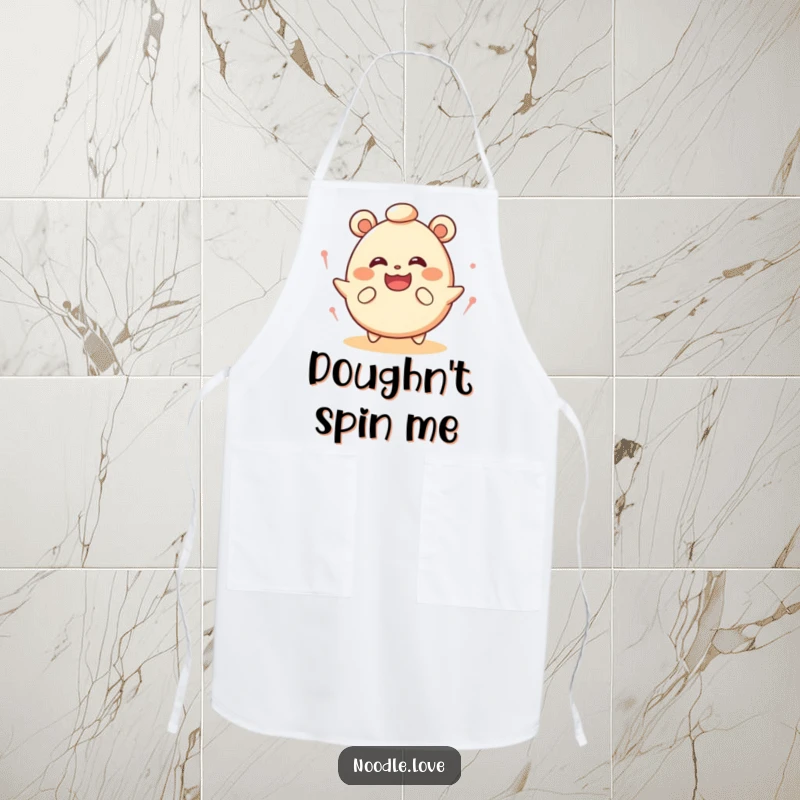 Funny Dizzy Bao Bun Apron: A bao bun spins with dizzy eyes, filled with joy, perfect for a funny cooking gift.