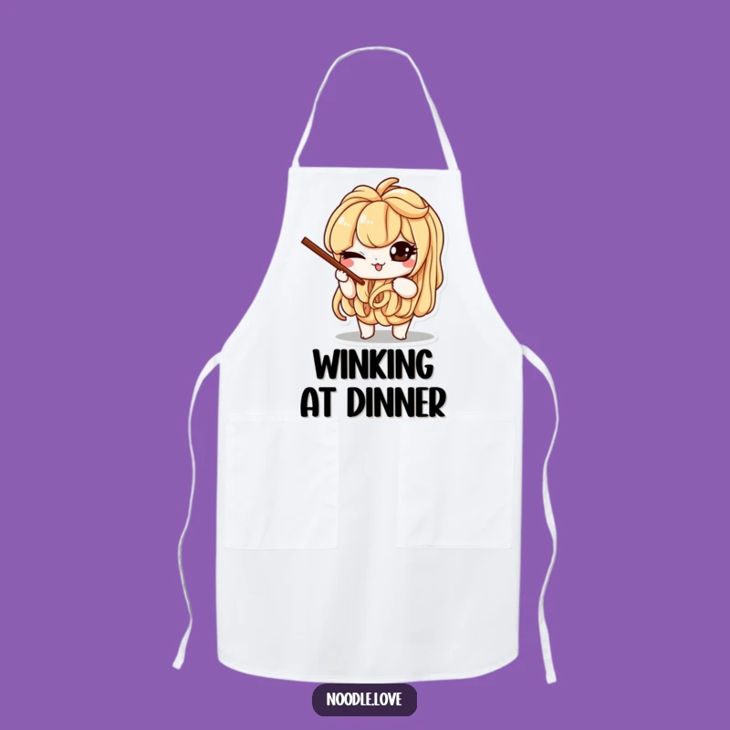 Funny Noodle Wink Apron: Mischievous Chopsticks Kitchen Gift