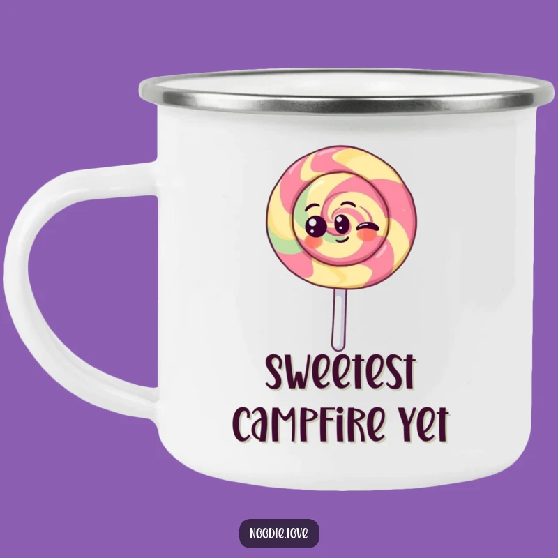 Funny Kawaii Lollipop Camping Mug: Cheerful Spinning Character for Outdoors