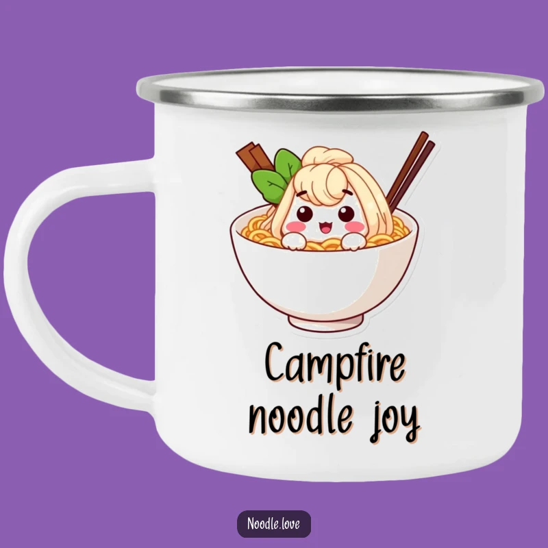 Funny Ramen Noodle Wink Enamel Mug: Adventure-Ready Noodle Laughs