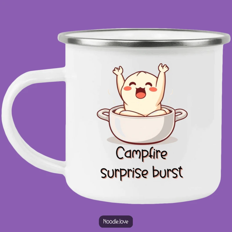 Funny Surprised Dumpling Camp Mug - Hilarious Outdoor Companion for Food Lovers