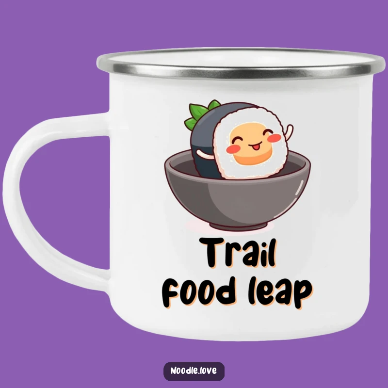 Funny Sushi Leap Camping Mug - Foodie Adventure & Joyful Sipping Gift