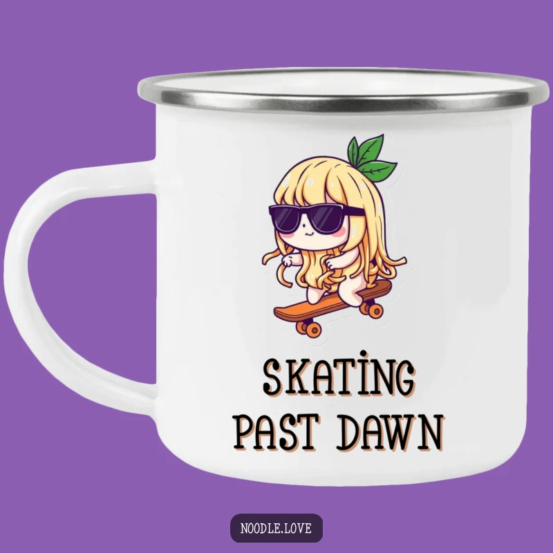 Funny Noodle Skater Camping Mug: Adventure Ready, Hilarious Style, Great Gift