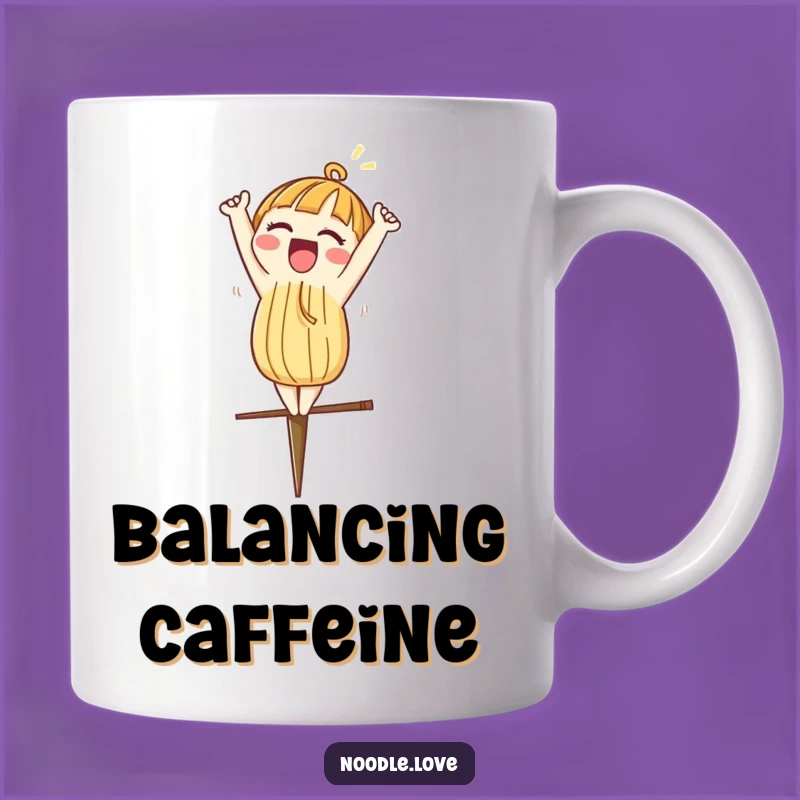 Funny Noodle Mug - Excited Headstand Chopstick Balance Gift