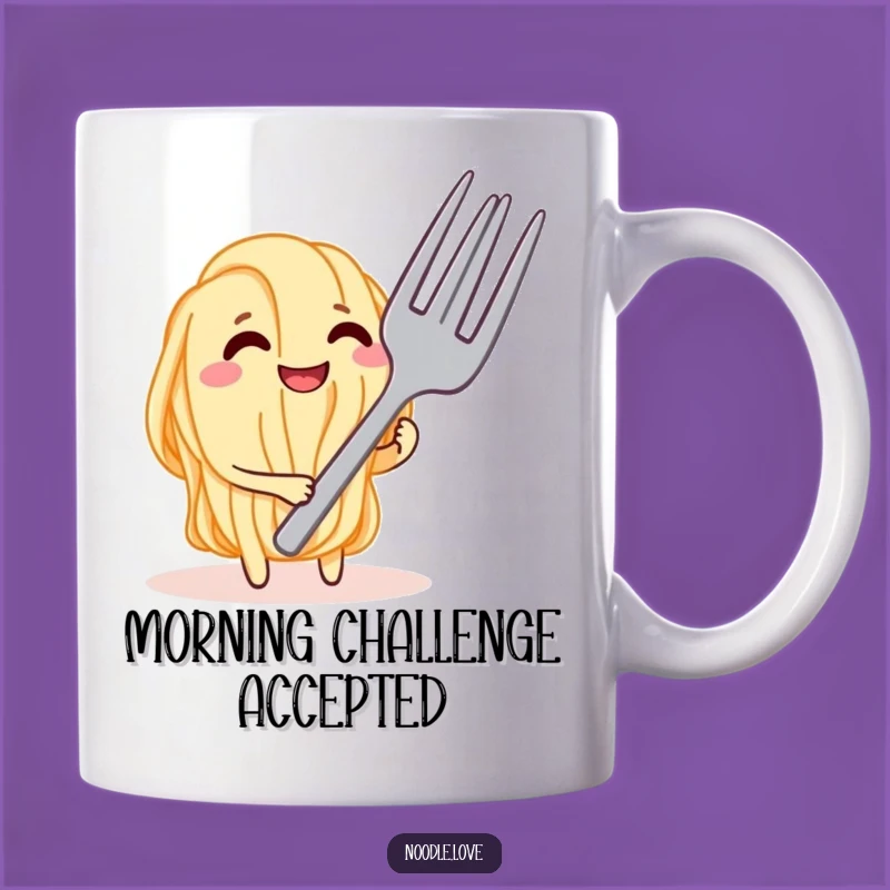 Funny Noodle vs Fork Mug - Hilarious Foodie Confrontation Gift