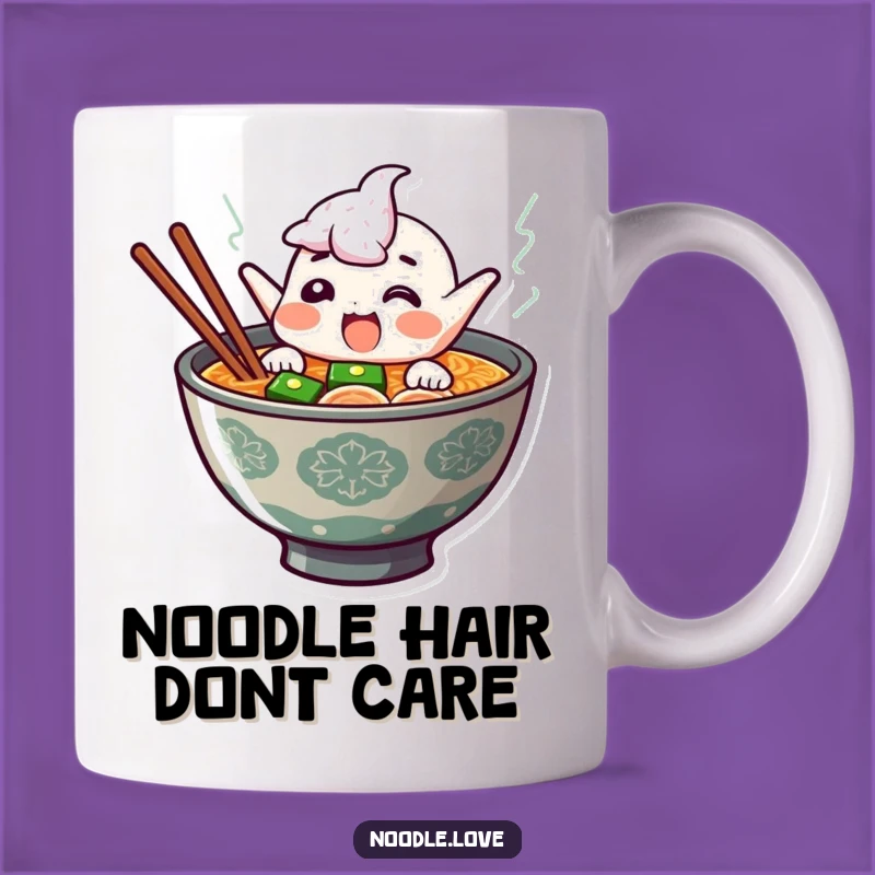 Funny Ramen Bowl Mug: Giggling Noodle Character Jumping for Joy, Perfect Gift!