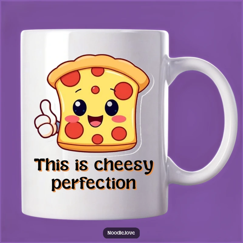 Funny Kawaii Pizza Mug: Cheerful Thumbs Up Slice Gift for Pizza Lovers