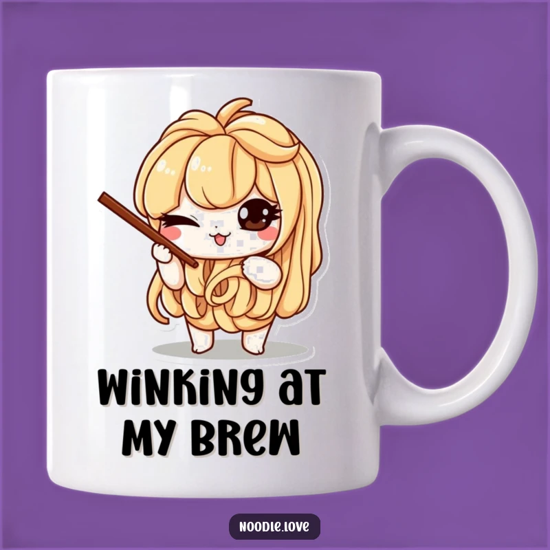 Funny Noodle Wink Mug: Mischievous Chopsticks Character Gift