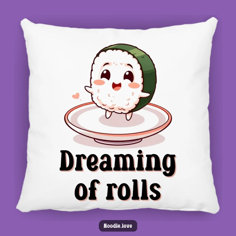 Funny Sushi Comfort Pillow: Delighted Character's Spin - Cozy Funny Gift