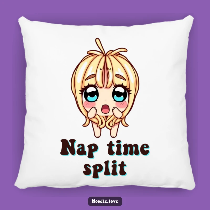 Funny Surprised Noodle Split Pillow: Cozy Foodie Comfort