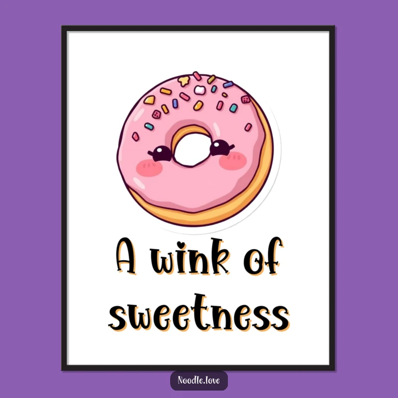Funny Blushing Donut Digital Art: Sweet Wall Decor - Funny Gift