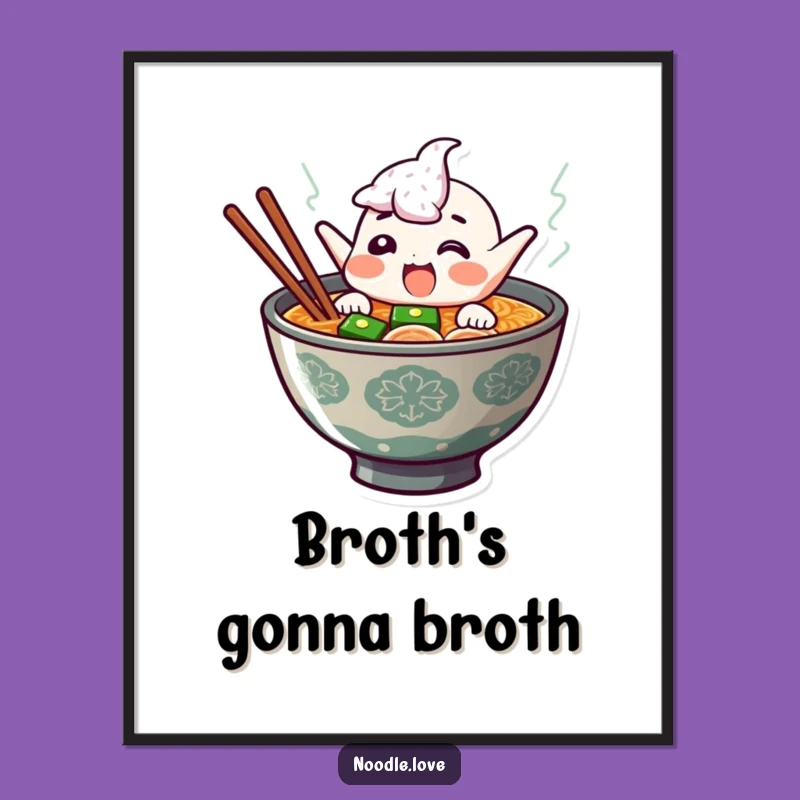 Funny Ramen Digital Art: Giggling Noodle Character Jumps from Steaming Broth, Instant Joy!