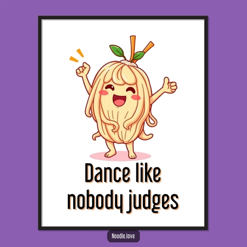 Funny Kawaii Noodle Victory Dance Digital Print - Instant Humorous Decor Gift