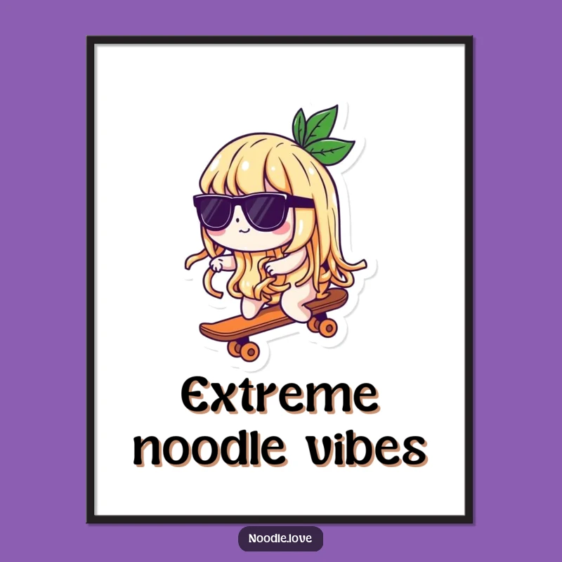 Funny Noodle Skater Digital Art: Cool Decor, Hilarious Print, Perfect Gift