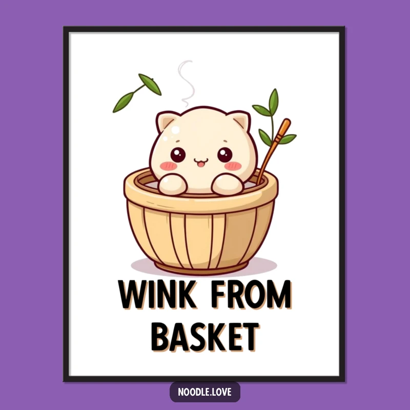 Funny Dumpling Wink Digital Print: Steaming Basket Character - Instant Funny Gift!