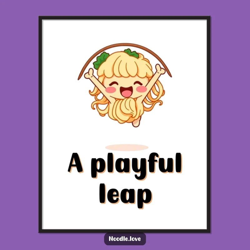 Funny Noodle Acrobat Digital Print: Instant Energetic Decor for Foodie Walls