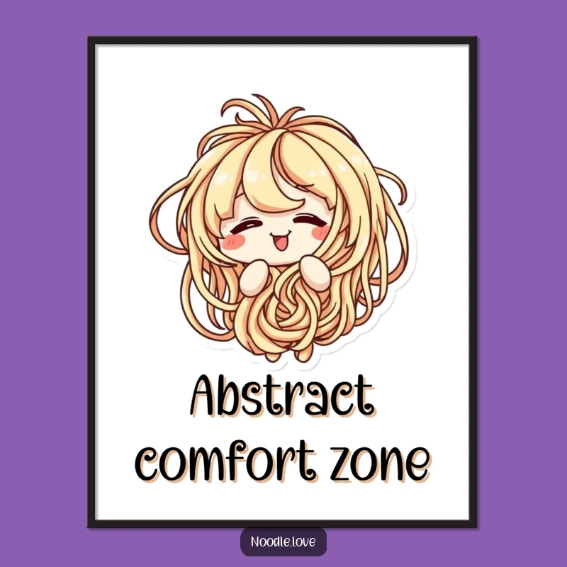 Funny Noodle Digital Art: Amused Tangled Character Print, Humorous Gift