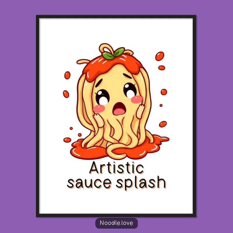 Funny Noodle Digital Art: Excited Splatter Character, Instant Funny Gift Download for Decor