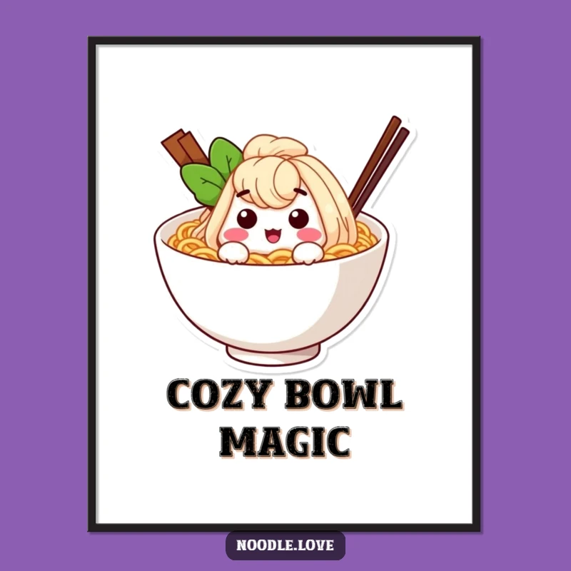 Funny Ramen Noodle Wink Digital Art: Instant Noodle Smiles for Your Walls