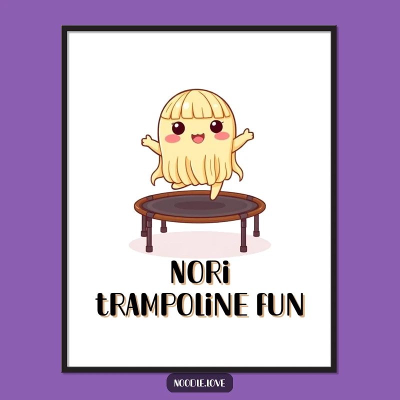 Funny Noodle Trampoline Digital Art: Bouncing Nori Wall Decor Gift