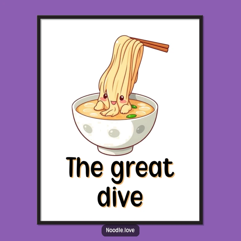 Funny Noodle Dive Digital Art - Hilarious Foodie Wall Decor Gift