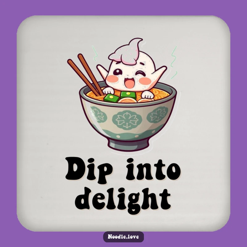 Funny Ramen Coaster: Giggling Noodle Character Jumps from Steaming Broth, Protect & Amuse!