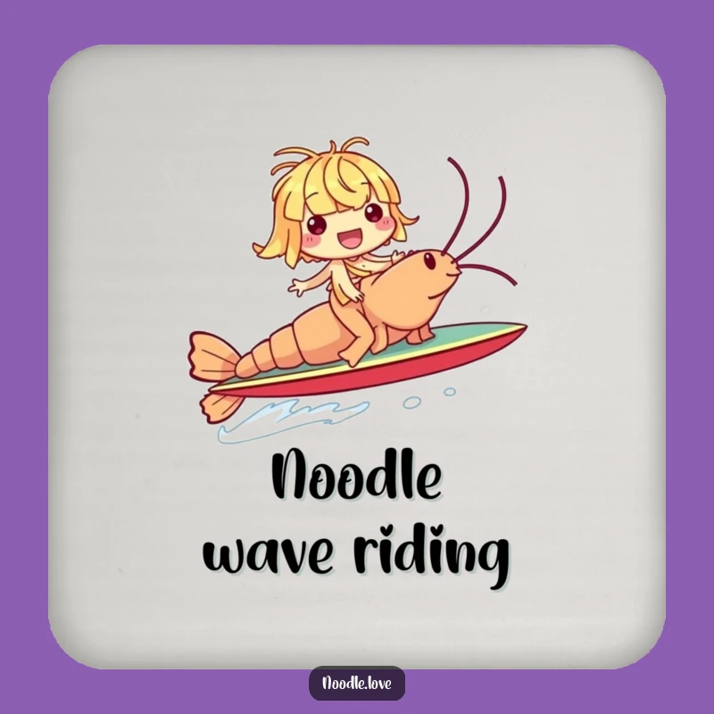 Funny Noodle Shrimp Surf Coaster: Giggling Rider Drink Gift