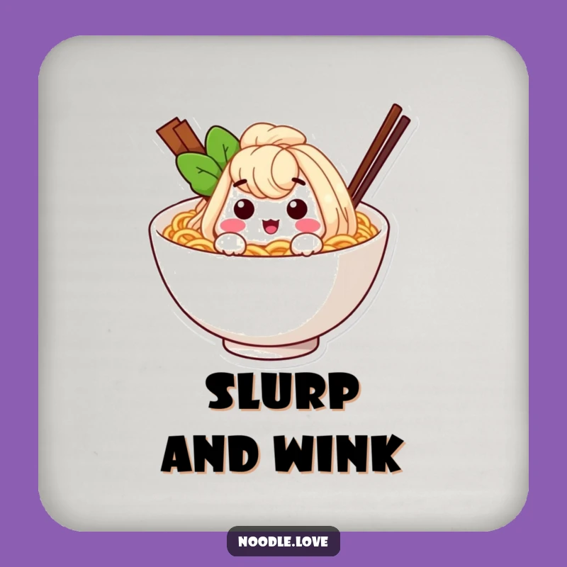 Funny Ramen Noodle Wink Coaster Set: Protect Surfaces with Noodle Fun
