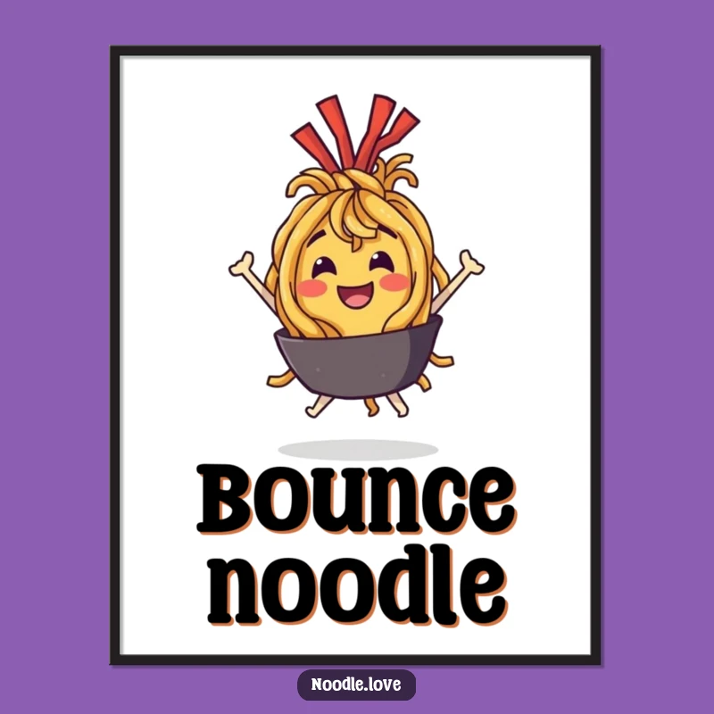 Funny Noodle Bounce Poster: Delightful Character Art for a Joyful Space