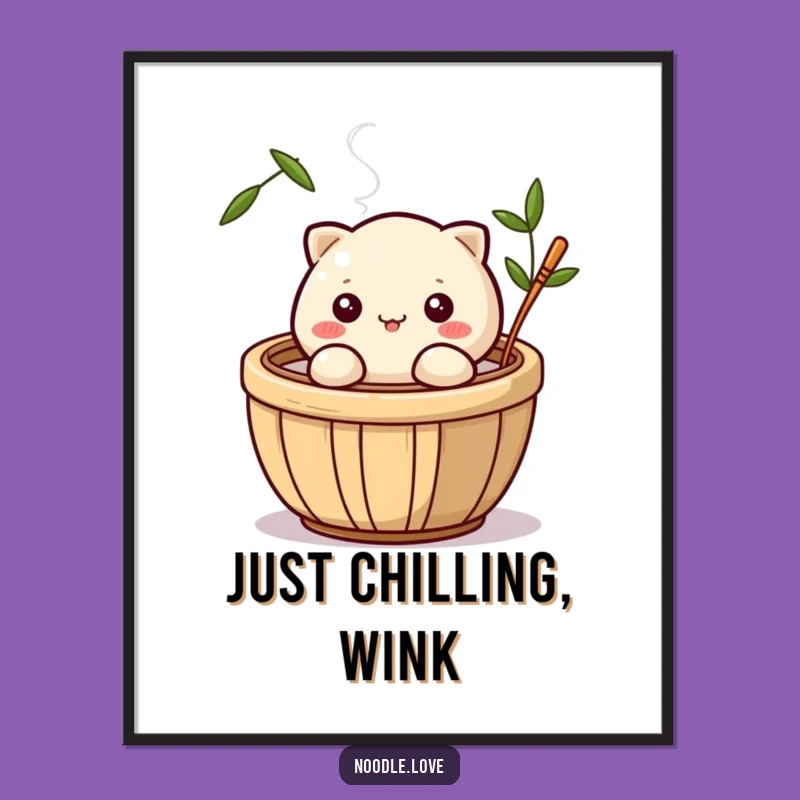 Funny Dumpling Wink Poster: Animated Steaming Basket Character - Quirky Funny Gift!