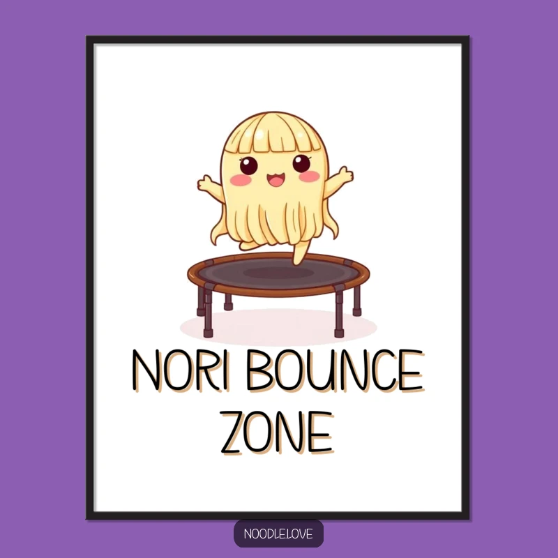 Funny Noodle Trampoline Art Print: Bouncing Nori Fun Poster Gift