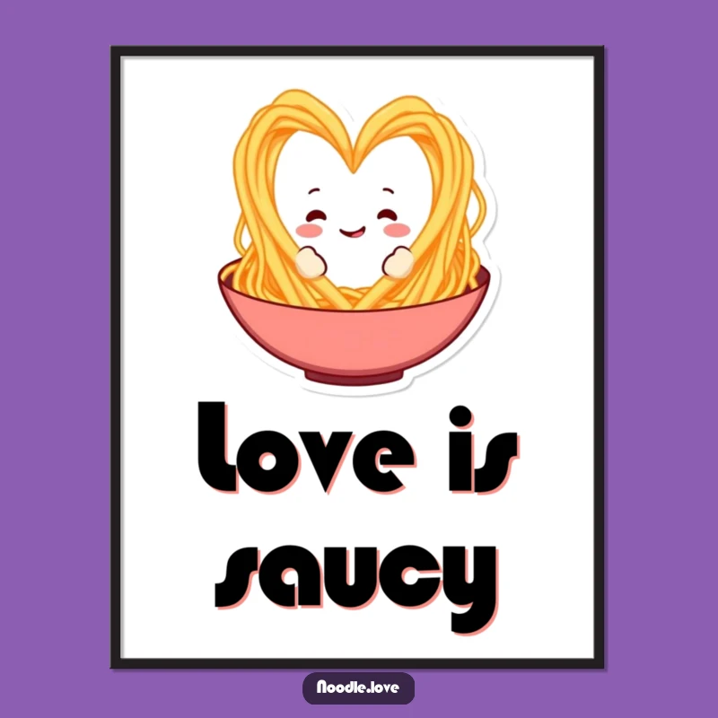 Funny Spaghetti Heart Poster: Italian Food Art for Your Kitchen and Dining Area
