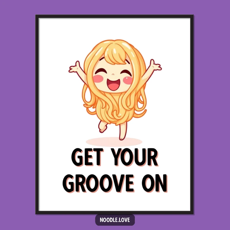 Funny Noodle Poster - Happy Dancing Wall Art Decor