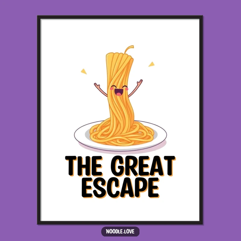 Funny Leaping Spaghetti Poster: Hilarious Food Art Decor Gift