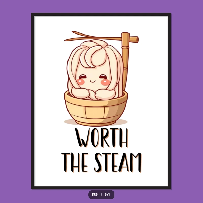 Funny Udon Noodle Steamer Hug Poster: Whimsical Noodle Art for Your Wall