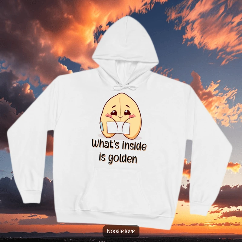 Funny Fortune Cookie Hoodie: A grinning fortune cookie winks as it opens, soft and comfortable, perfect for a funny gift.