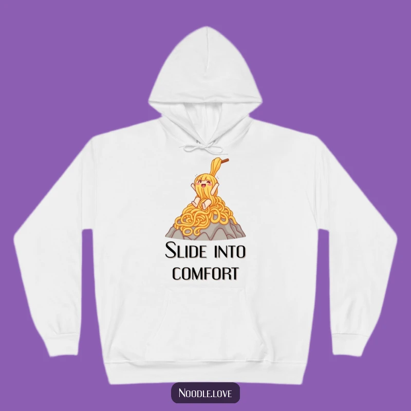 Funny Noodle Slide Hoodie: Cozy Gleeful Mountain Character - Ideal Funny Gift!