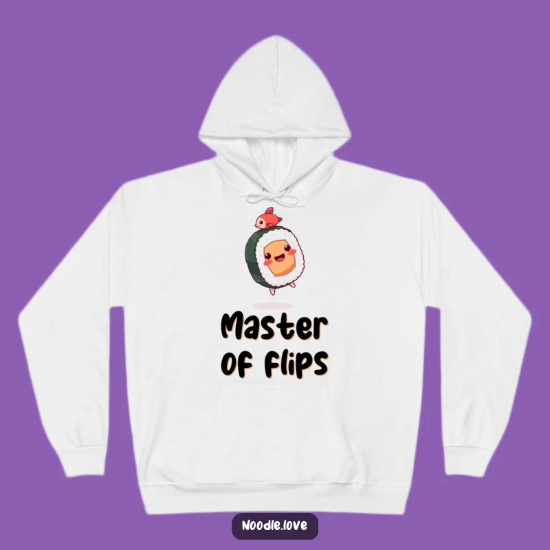 Funny Sushi Hoodie: Backflipping Roll Character, Cozy Funny Gift for Sushi Enthusiasts