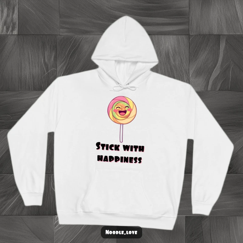 Funny Laughing Lollipop Hoodie: A happy lollipop dances on its stick, soft and funny gift.