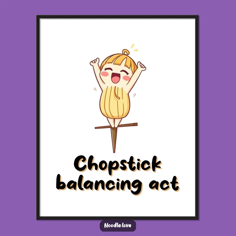 Free Printable Wall Art: Noodle Headstand Balance - Quirky Downloadable Decor Gift