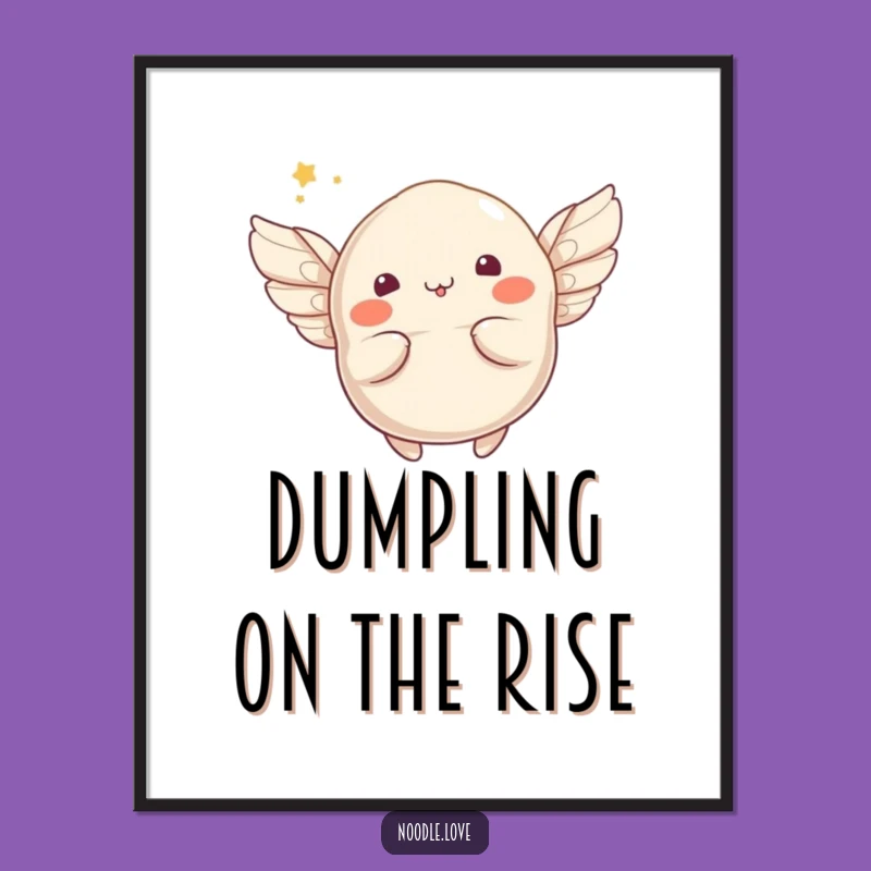 Free Printable Dumpling Wall Art: Funny Flying Food Character Downloadable Art