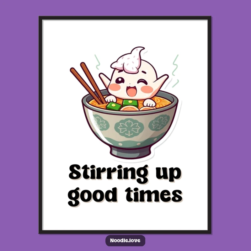 Free Printable Ramen Art: Giggling Bowl Humorous Wall Decor Downloadable Gift