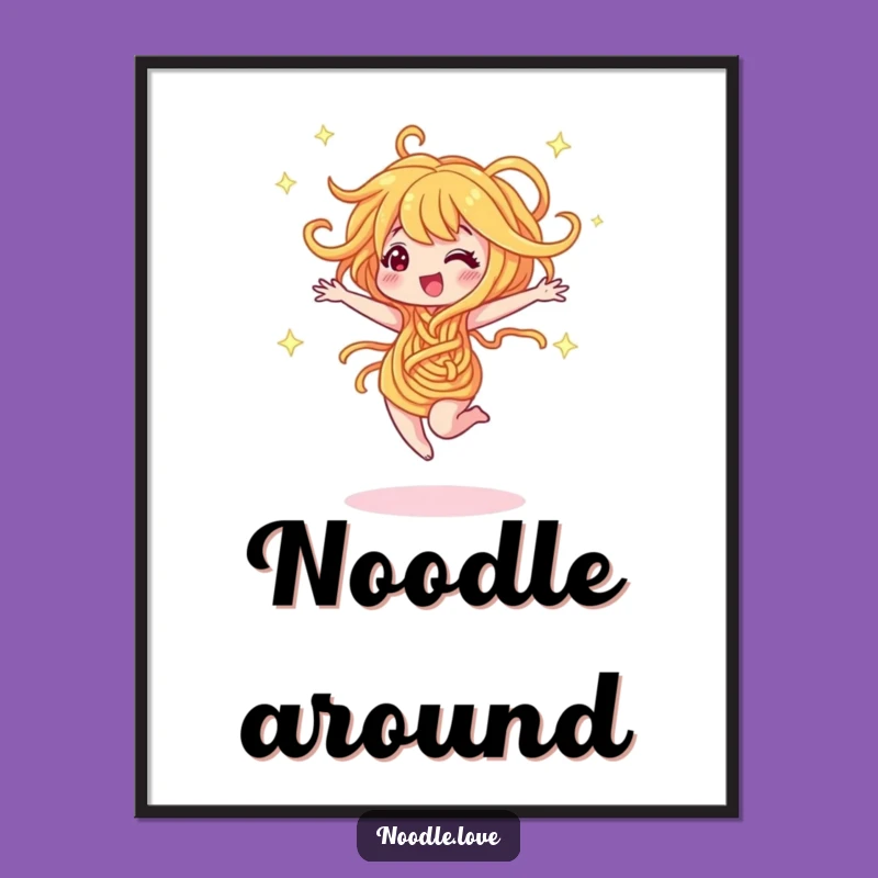 Free Printable Wall Art: Dancing Noodle Character for Funny, Sparkly Home Decor Download
