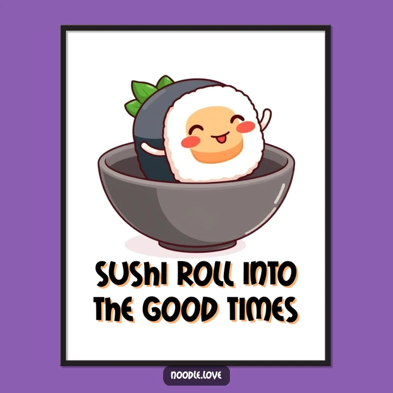 Free Printable Wall Art: Smiling Sushi Leaping - Hilarious Downloadable Foodie Decor
