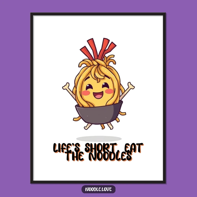 Funny Free Printable Wall Art: Bouncing Noodle Character, Whimsical Downloadable Art for Kitchen Decor