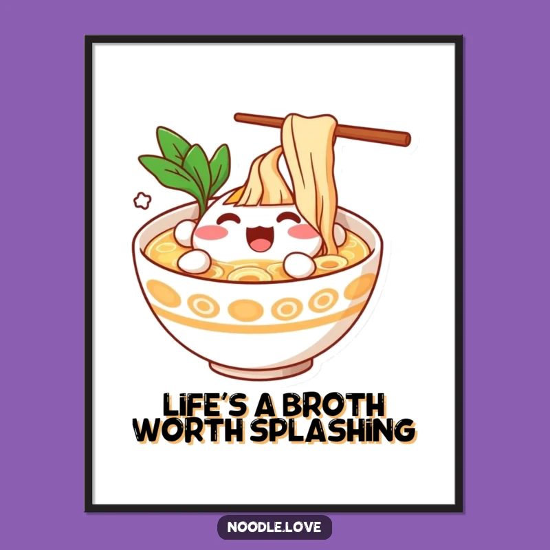 Funny Free Printable Wall Art: Happy Ramen Splash, Downloadable Art Gift