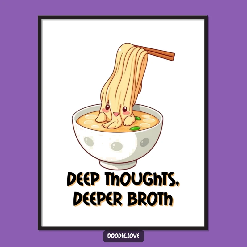 Funny Free Printable Wall Art: Noodle Broth Dive, Humorous Food Decor, Downloadable Gift