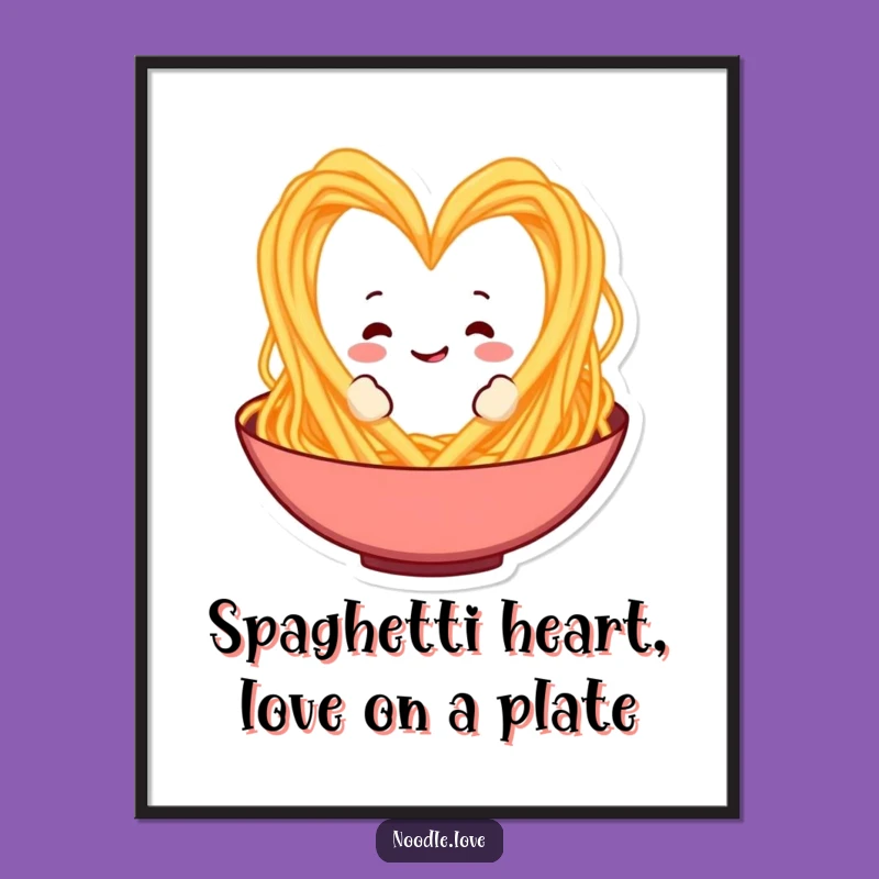 Funny Spaghetti Heart Wall Art Free Printable - Downloadable Foodie Decor!