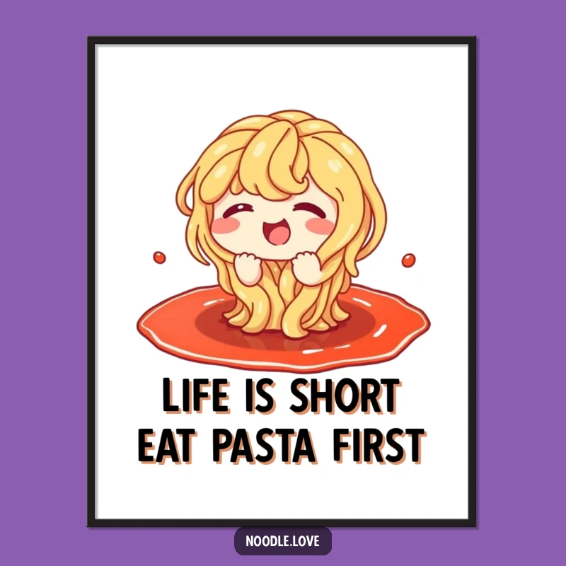 Free Printable Funny Wall Art: Giggling Noodle Splashing Sauce - Quirky Downloadable Decor!