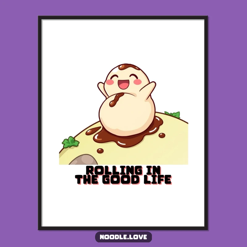 Free Printable Dumpling Art: Rolling Character Humorous Wall Decor Downloadable